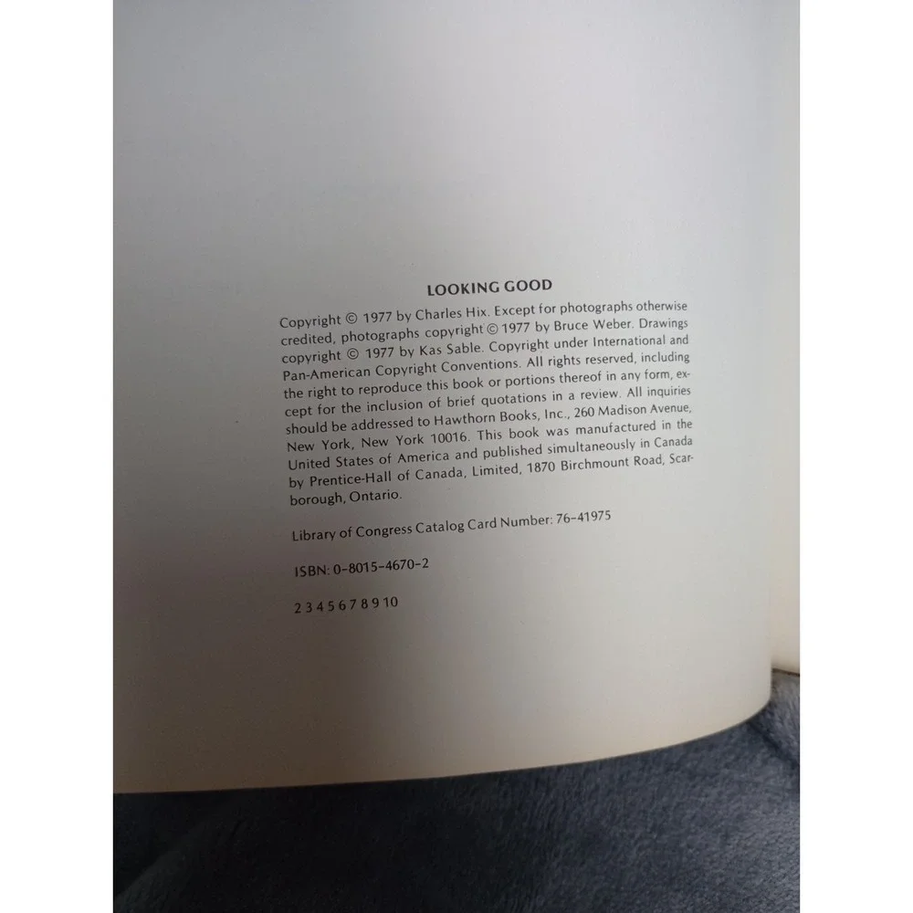 Looking Good : A Guide for Men by Charles‎ Hix (Hardcover) 1977 Bruce Weber